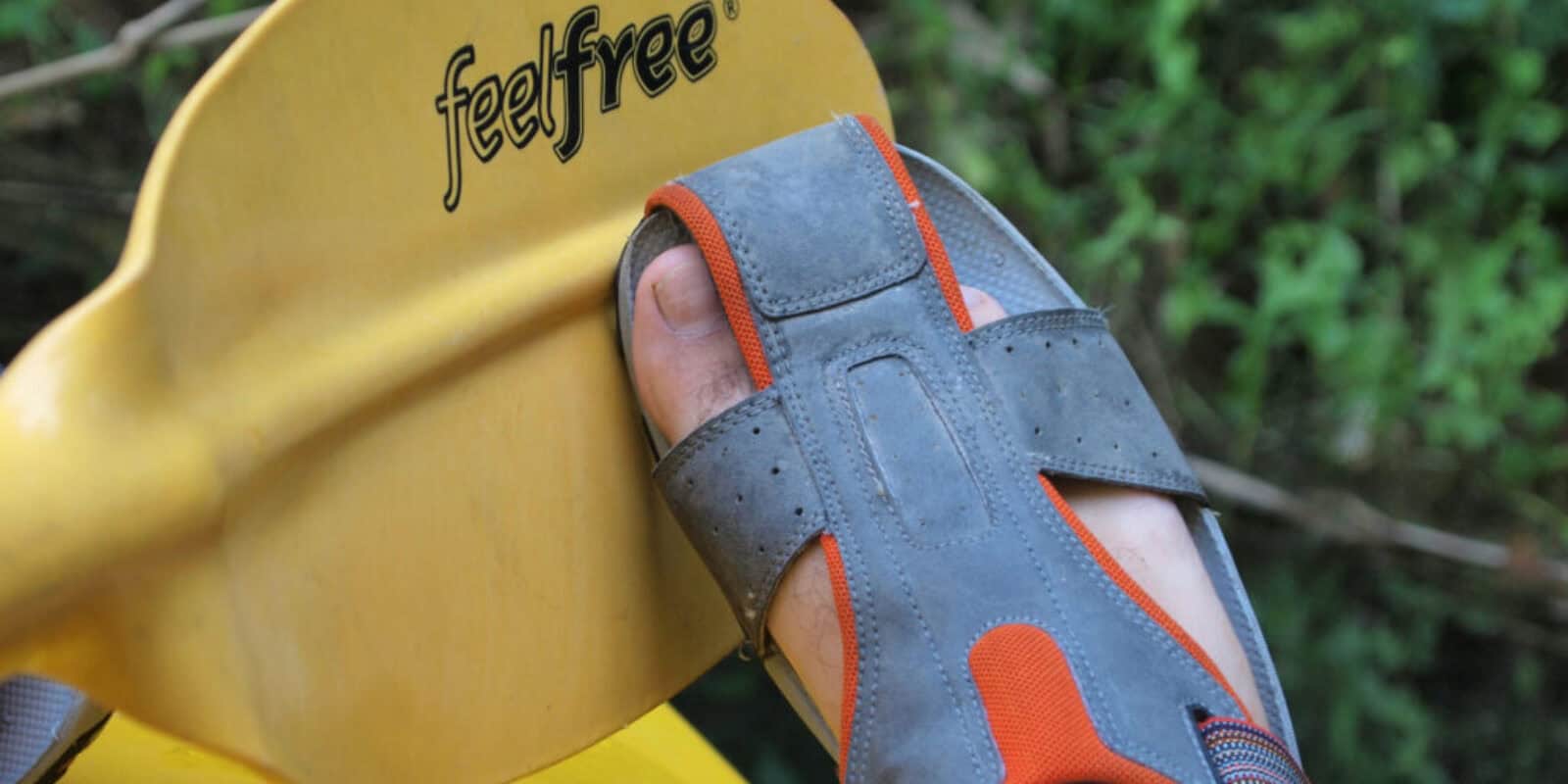 Kayak paddles on lake in Surat Thani, Thailand